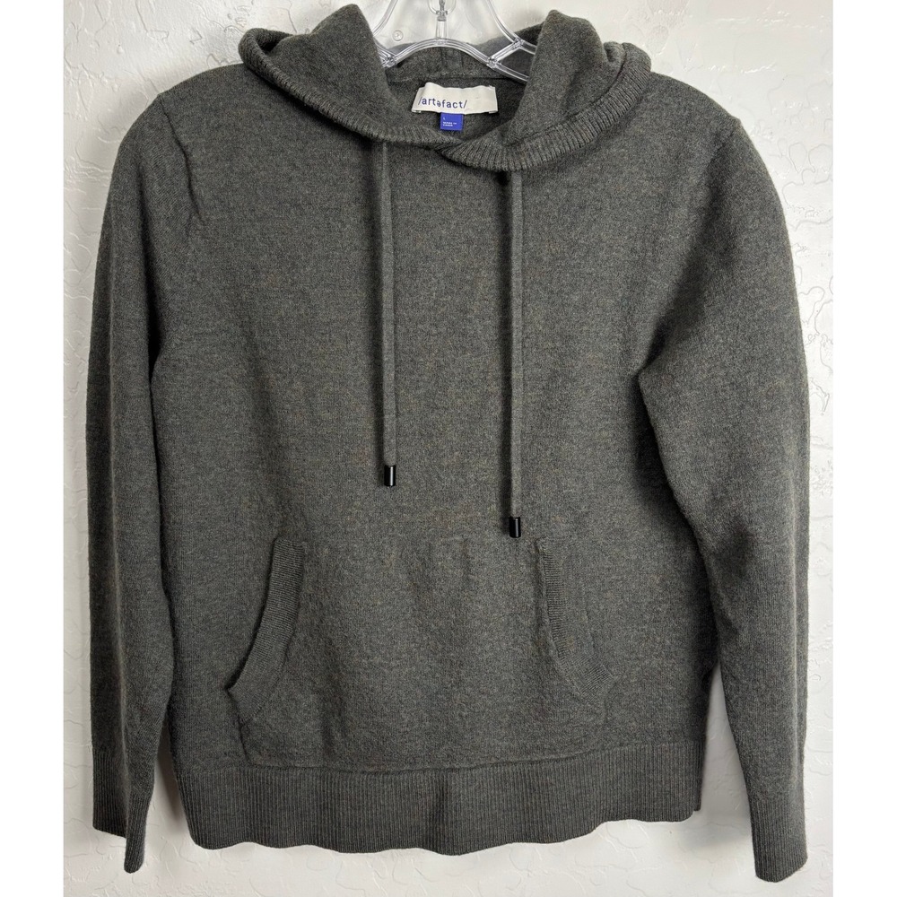 Artefact Merino Wool Knit Hoodie Sweater Green Heather Large 2530